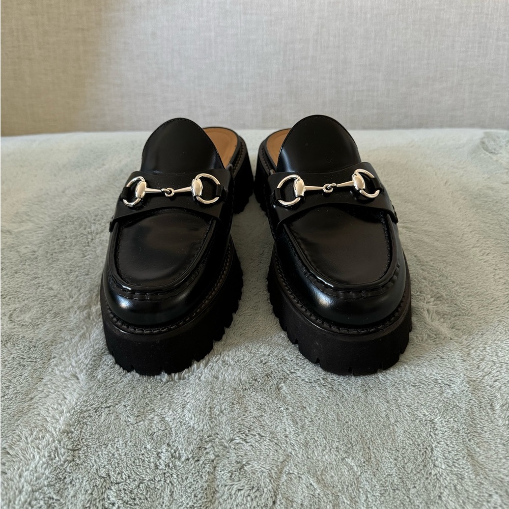 Gucci Black Leather Horsebit Mules in size 37. EUC. - Picture 3 of 10